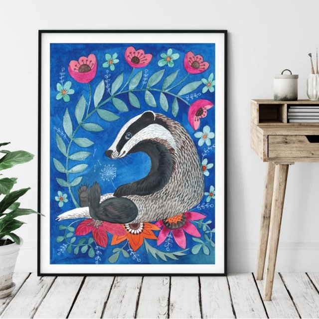 Flower Badger Plakat 30x40