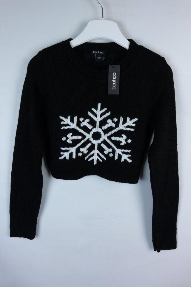 Boohoo damski krótki sweter crop ze śnieżynką / S z metką