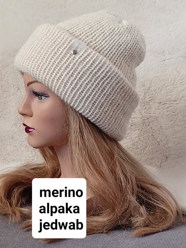 CZAPKA BEANIE Z 100% MERINO WEŁNY i ALPAKI