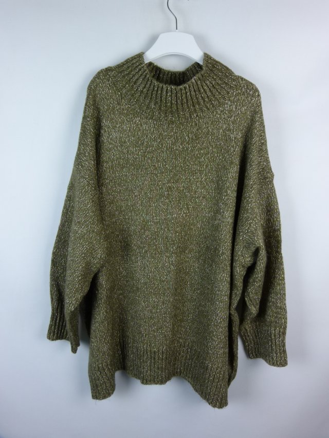 H&M zielony melanżowy sweter oversize duży rozm / 4XL