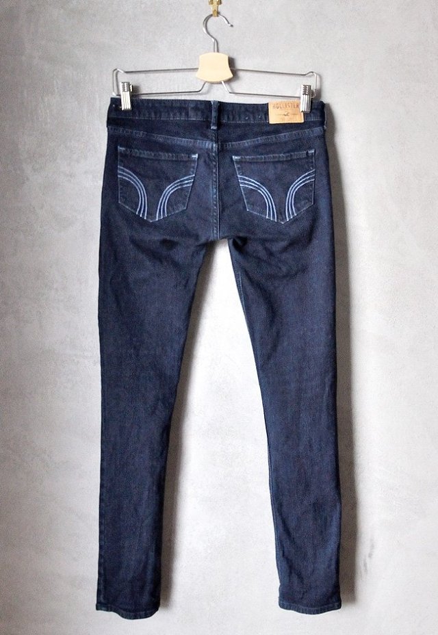 Granatowe jeansy skinny biodrówki Hollister XS S