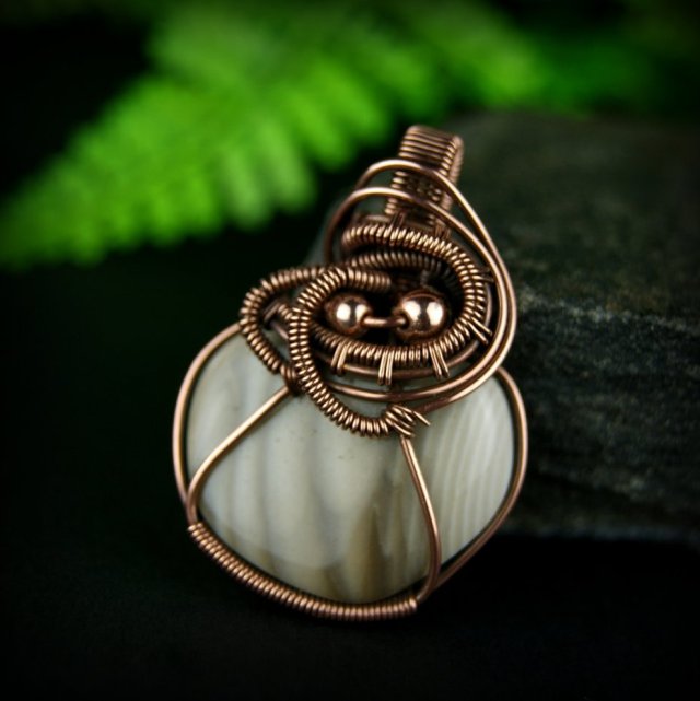 Krzemień pasiasty wisiorek wire wrapping