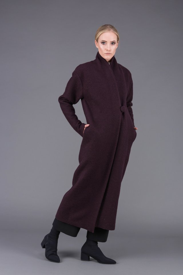 plum col haut coat