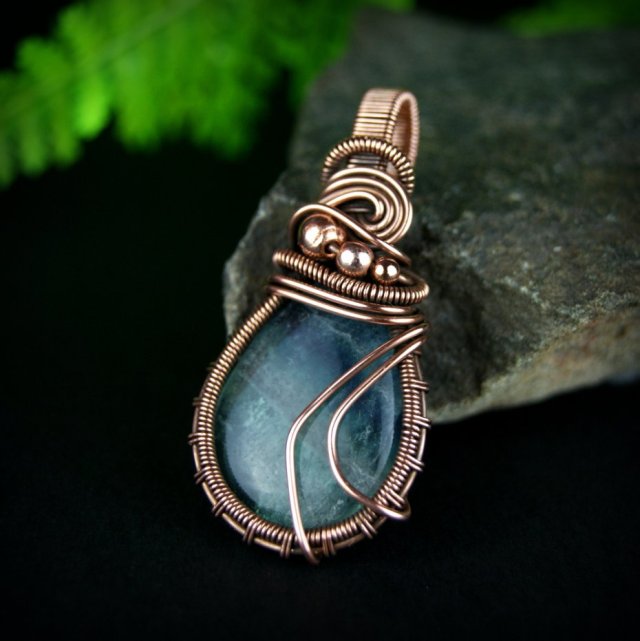 Fluoryt wisiorek wire wrapping