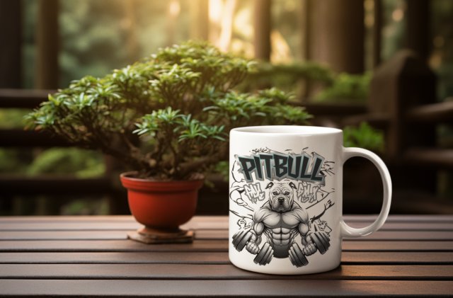 KUBEK PITBULL GYM BIAŁY w rozmiarach 330ml