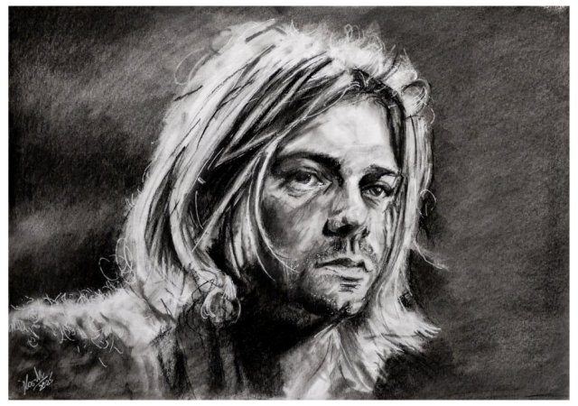 Kurt Cobain - Seria IKONY (A3) - rysunek, na prezent, dla fana muzyki