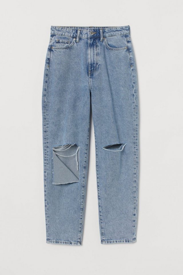 H&M - MOM JEANS Z PRZETARCIAMI - 34