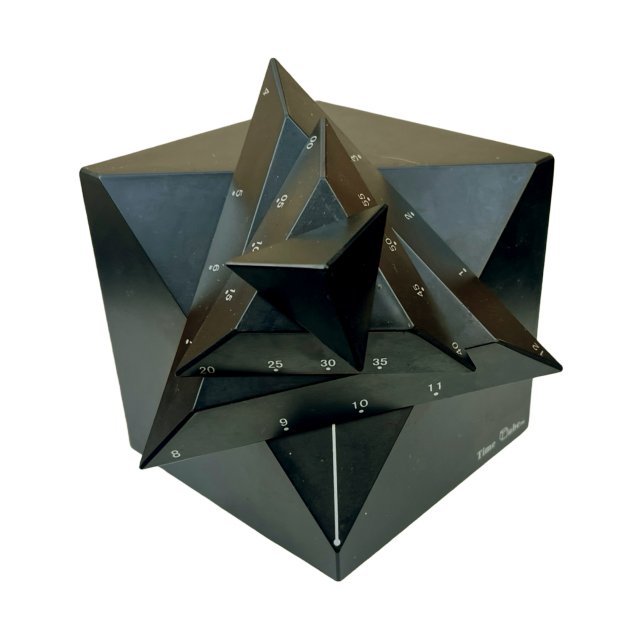 Futurystyczny zegar kominkowy, TIME CUBE, 4D-DESIGN, USA 1988 rok