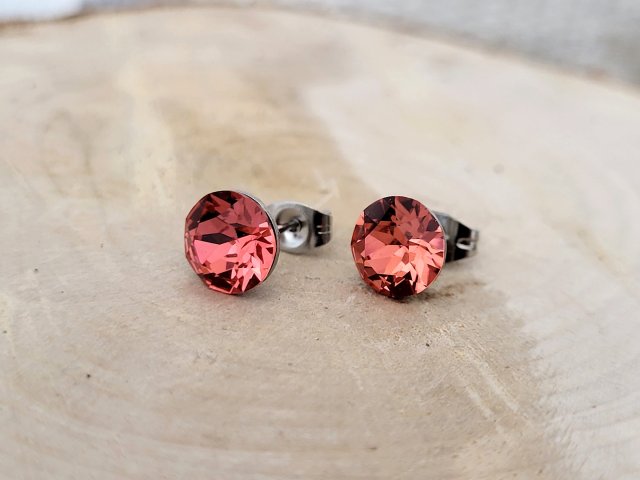 KOLCZYKI SZTYFTY SWAROVSKI Padparadscha (8mm)