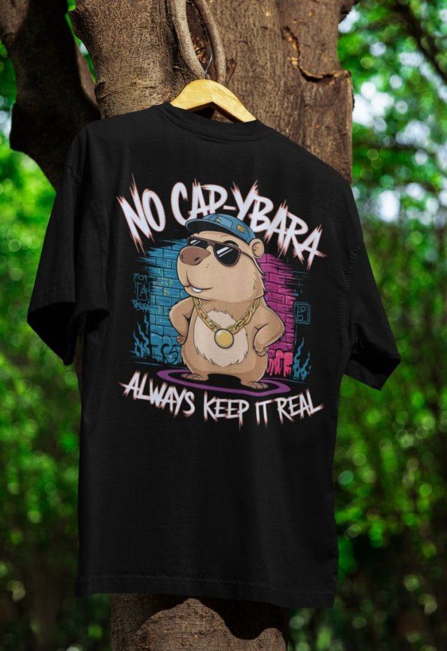 KOSZULKA Męska T-SHIRT No Cap Style Trendy - Capybara Streetwear  S, M, L, XL, XXL