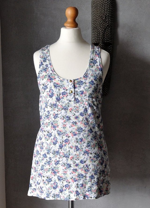 Tank top floral w kwiatuszki etno printy XS S