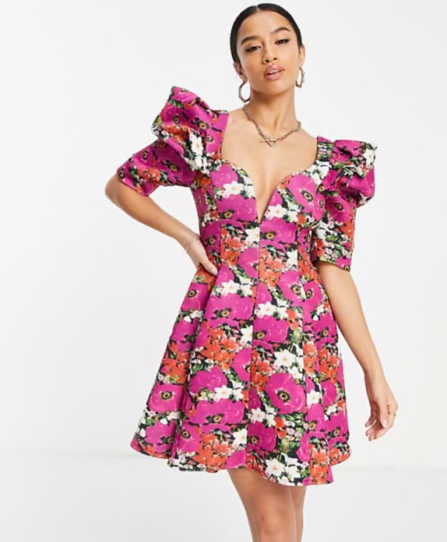 ASOS Design Petite Sukienka Koktajlowa w kwiaty na wesele unikat