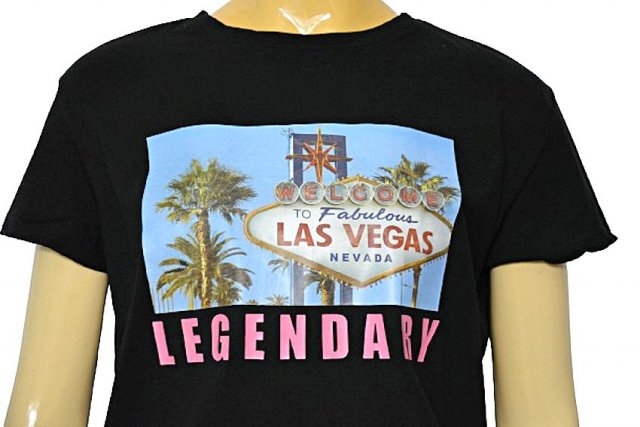 BAWEŁNIANY T-SHIRT Z NADRUKIEM LAS VEGAS NEVADA M L XL