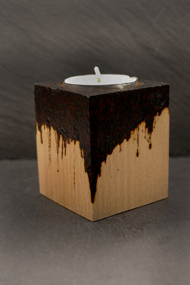 Drewniany świecznik tealight – Roztopy, ręczna pirografia, idealny prezent, upominek