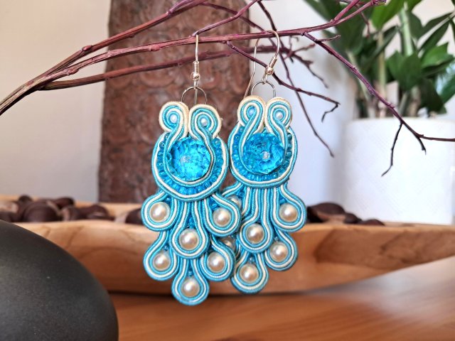 PAWIE - KOLCZYKI SOUTACHE OD PROJEKTANTKI - NOWE