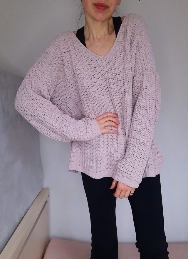 Mięciutki sweter oversize, różowy