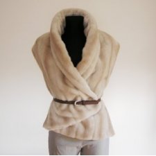 Fur scarf beige