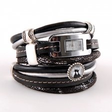 zegarek - bransoletka w kolorach czarno- srebrnym