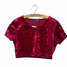 Bordowy aksamitny crop top