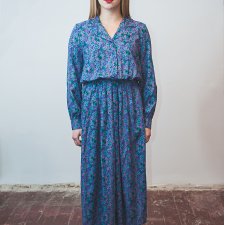 Vintage floral printed dress with pockets