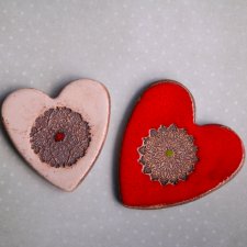 2 X SERCE - MAGNES na prezent w ozdobnym pudełku - stylowe dekoracje domu - Walentynkowy zestaw upominkowy hand-made - serce mandala - GAIA ceramika