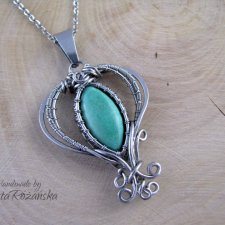 Wisiorek z turkusem, wire wrapping