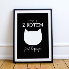 A4 Plakat koci - KOT kociara 11 czarny - Życie z kotem