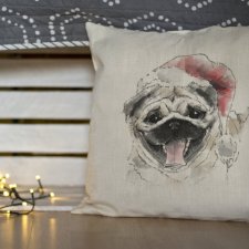 Poszewka na poduszkę - Mops Christmas