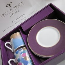 PIED A TERRE HOME  - DIFFUSION -  HOME SET OF 2 ESPRESSO CUPS AND SAUCER FINE CHINA - NOWY  KOMPLET PORCELANOWY