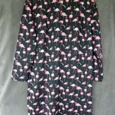 Sukienka, tunika, czarna w różowe flamingi rozm. XL