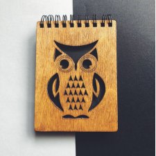 WYPRZEDAŻ Drewniany notatnik "Owl"  - Breidon