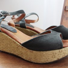 skóra sandały koturny platformy NEW LOOK wide fit