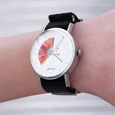 Zegarek - Japoński wachlarz - czarny, nylonowy