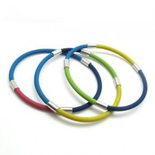 Rubber Sporty - trzy kolorowe bransoletki z kauczuku i srebra