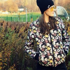 KURTKA BUTTON BOMBER JACKET FLOWER UNISEX KWIATY KWIATKI