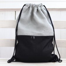 Linany plecak worek, szaro-czarny elegancki plecak 50x36