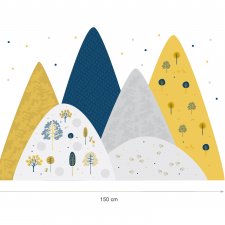 NAKLEJKA ŚCIENNA - Żółty + Granatowy - Góry i kropki