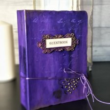 Rękodzieło prezent - księga w kolorze fioletu i złota - album, notes, pamiętnik lub księga gości