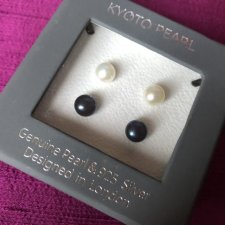 Nowe dwie pary Kyoto pearl i srebro 925 efektowne eleganckie kolczyki