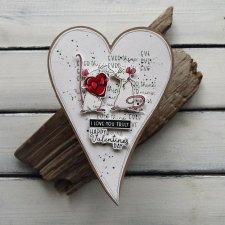 Walentynkowa kartka w kształcie serca z uroczymi myszkami