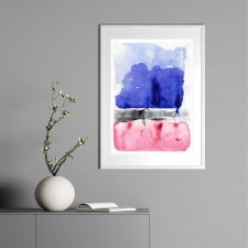 Akwarela oryginalna A4 Abstrakcja "Nocna Głębia", fiolet, róż, szary, minimalistyczny obraz, unikat