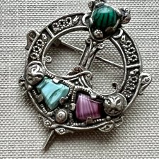 Vintage Scottish Celtic Pewter Brooch ❤ Bardzo niespotykana broszka ❤