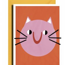 kartka + koperta / różowy kot