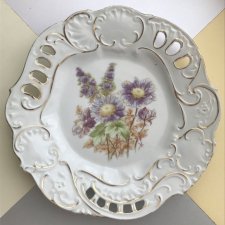 VICTORIAN PLATE 1880-1900's - Violet Garden ❀ڿڰۣ❀ Obraz na porcelanie - PIĘKNY#8