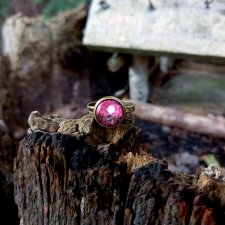Pierścionek Pink ,księżyc, akwarela handmade rękodzieło