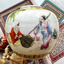 Antique Chinese Jiangxi Jingdezhen Chinese famille rose Porcelain jar ❤ Ręcznie malowany, datowany na lata 1920-1950r.❤