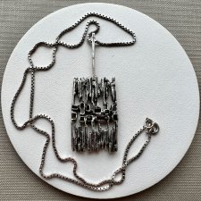 Mid-Century Finland Brutalist Vintage Necklace - Silver 925 ❤ Skandynawski brutalistyczny design, lata 60/70-te. XXw. ❤