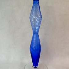 Wysoki szklany wazon kobaltowy vintage