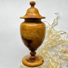 Vintage Potpourri Turned Wooden Lidded Pedestal Bowl ❤ Elegancki pojemnik na zapachy