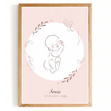 Metryczka niemowlęca - delikatny róż
